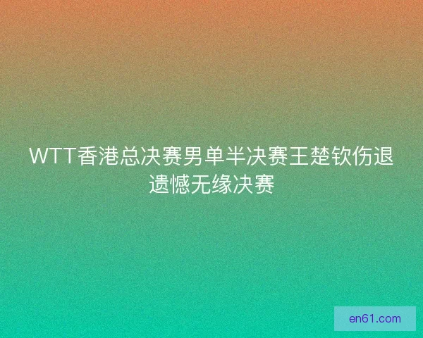 WTT香港总决赛男单半决赛王楚钦伤退遗憾无缘决赛